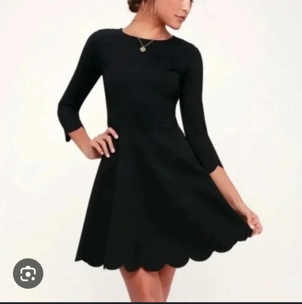 Lulus Cumulonimbus Cloud Black Skater Dress Size Small - Picture 2 of 9